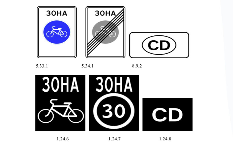 Эскизы предлагаемых к введению дорожных знаков и разметки. Рисунок: regulation.gov.ru
